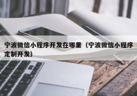 宁波微信小程序开发在哪里（宁波微信小程序定制开发）